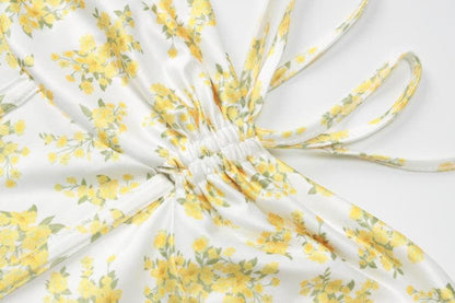 Self tie flower print cami maxi dress