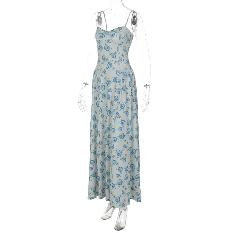 Sweetheart neck flower print cami maxi dress