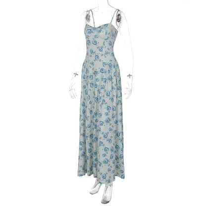 Sweetheart neck flower print cami maxi dress