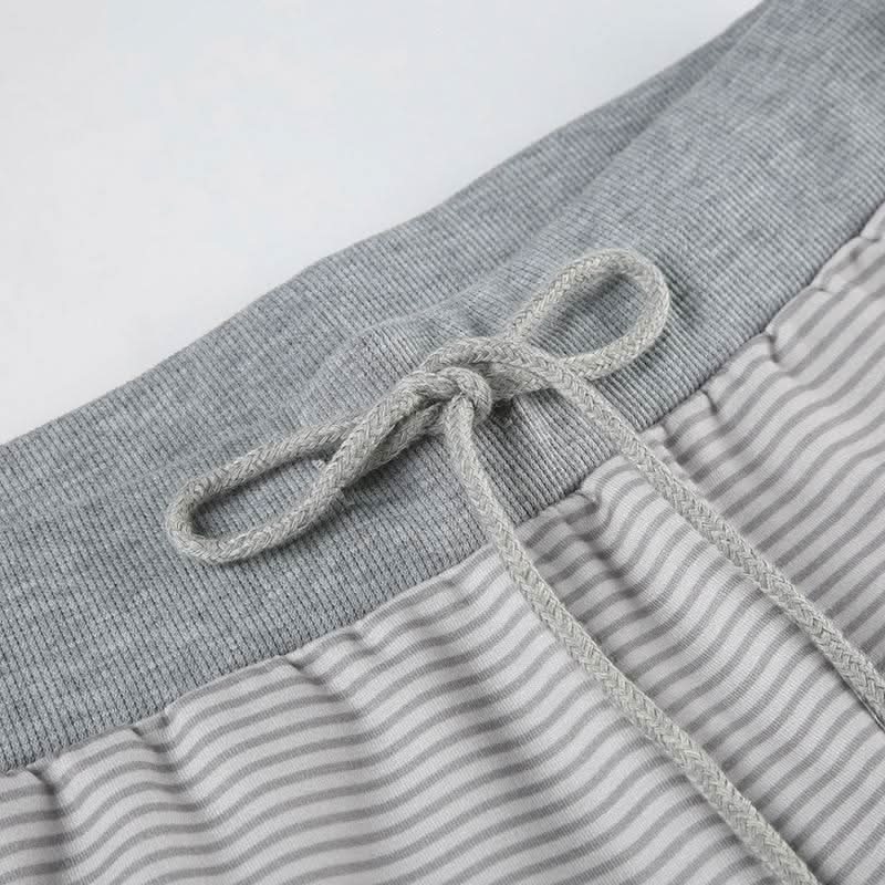 Striped self tie straight leg pant