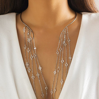 Stone pendant tassels open necklace
