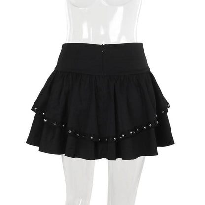 Lace up self tie o ring mini skirt