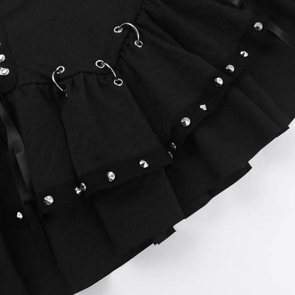 Lace up self tie o ring mini skirt