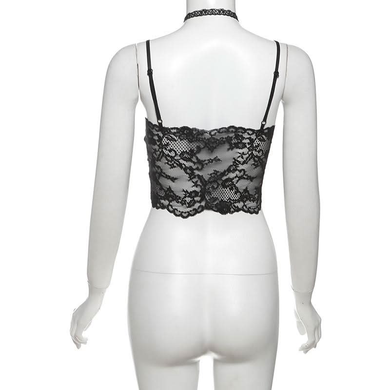 Halter v neck lace cami top