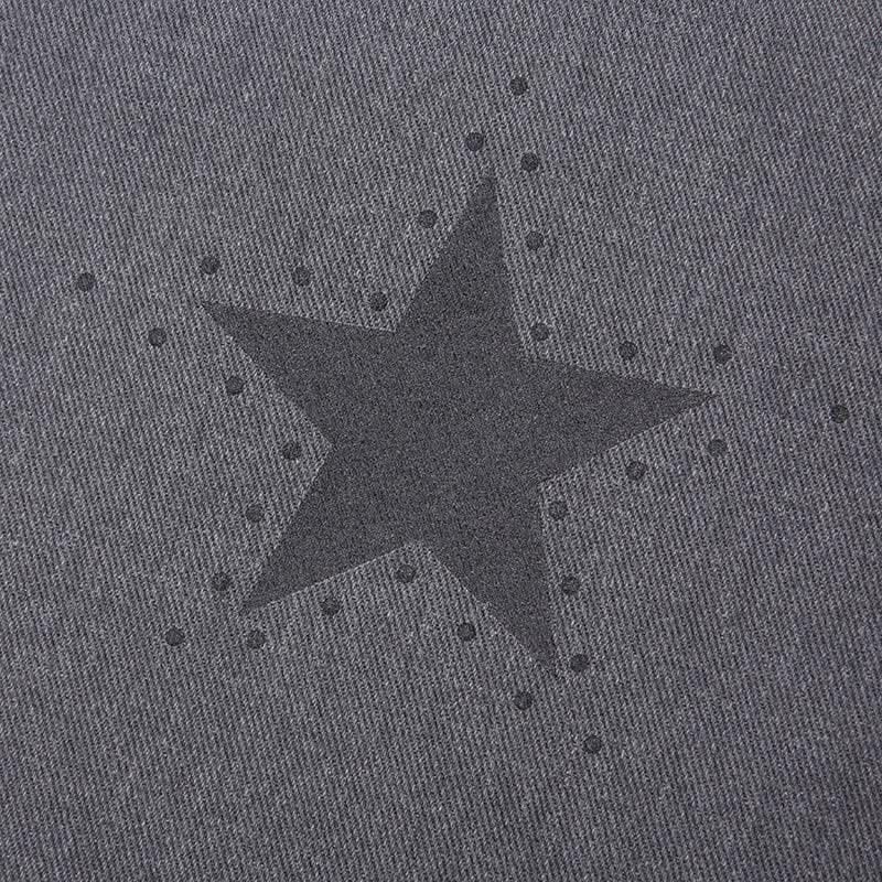 Contrast denim star pattern zip-up pocket jeans-final-sale