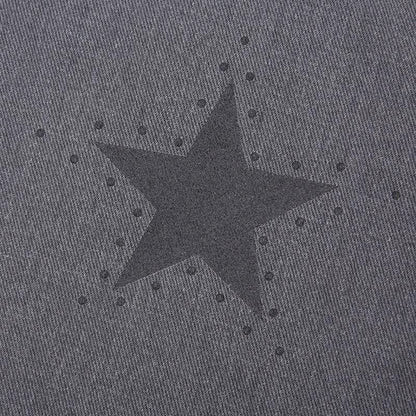 Contrast denim star pattern zip-up pocket jeans-final-sale