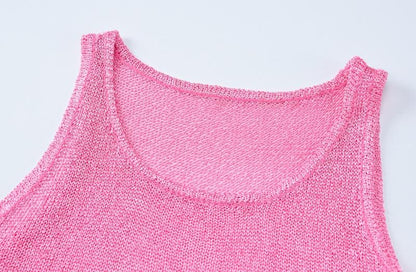 Sleeveless u neck tassels knitted mini dress