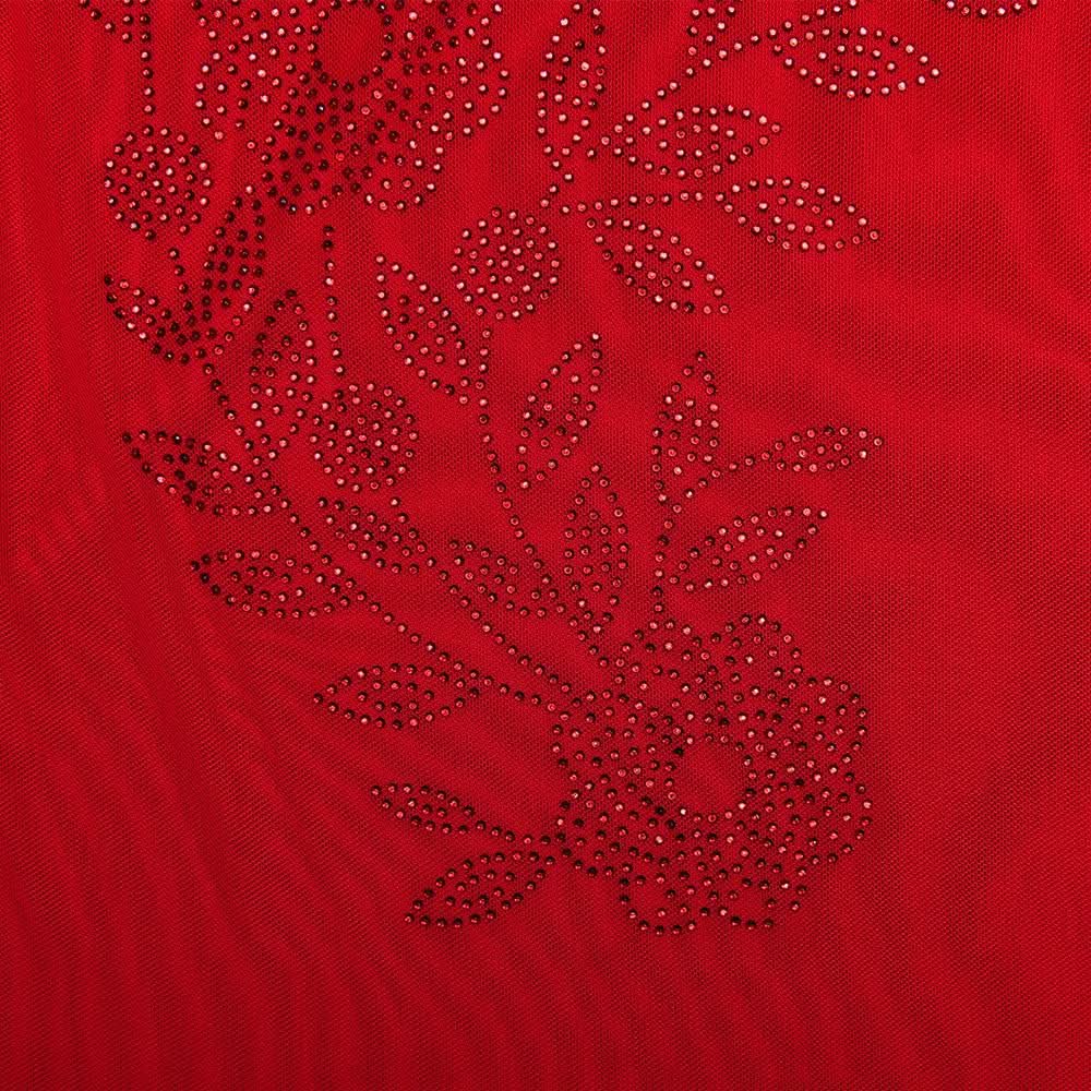 Beaded pattern u neck backless cami mini dress