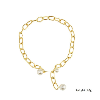 Faux pearl pendant chain necklace