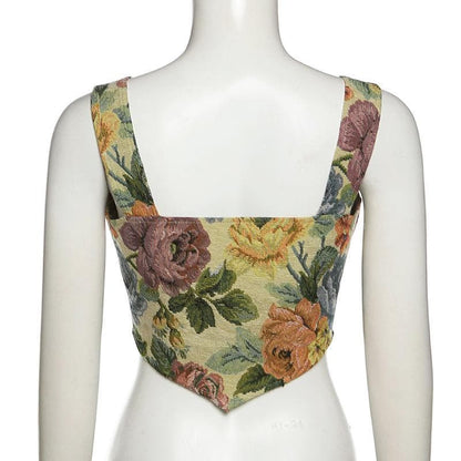 Print bow tie lace up bustier crop top