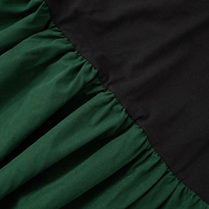 Long sleeve crewneck patchwork ruched maxi dress