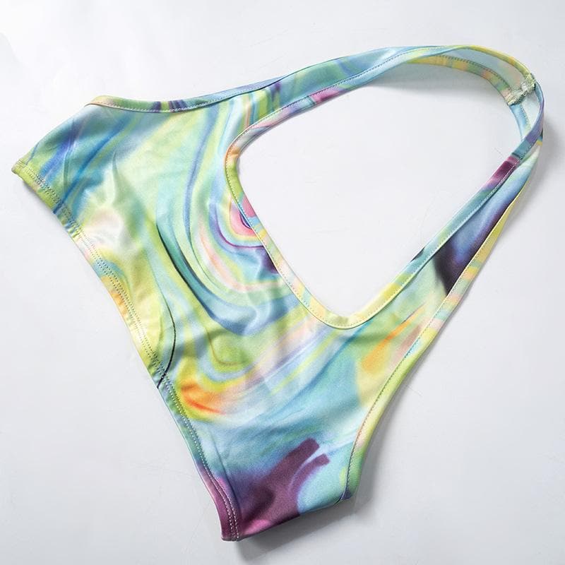 Halter contrast crop backless pant set