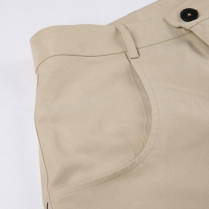 Abstract high rise button pocket contrast straight leg pant-final-sale