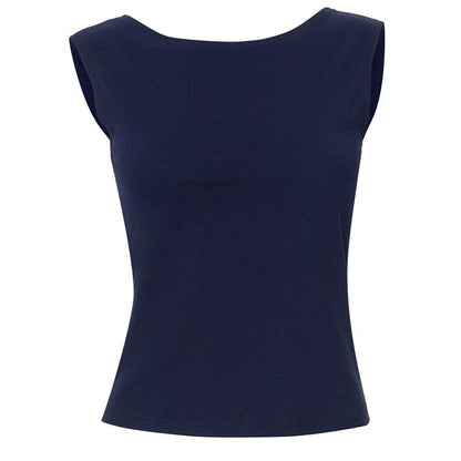 Self tie backless solid cap sleeve round neck top