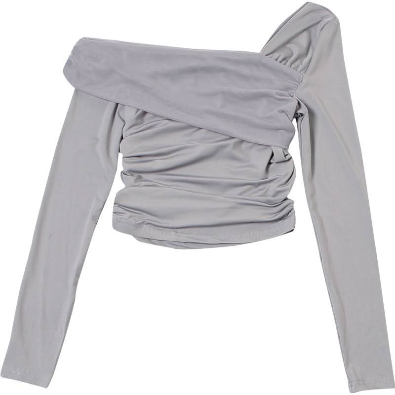 Off shoulder long sleeve ruched top