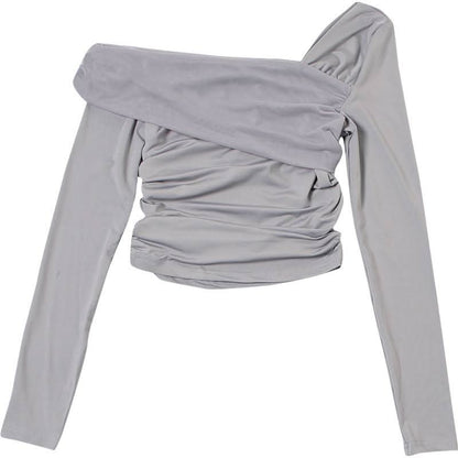 Off shoulder long sleeve ruched top