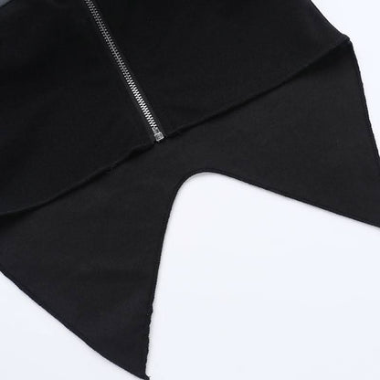 Buckle zip-up solid tube top