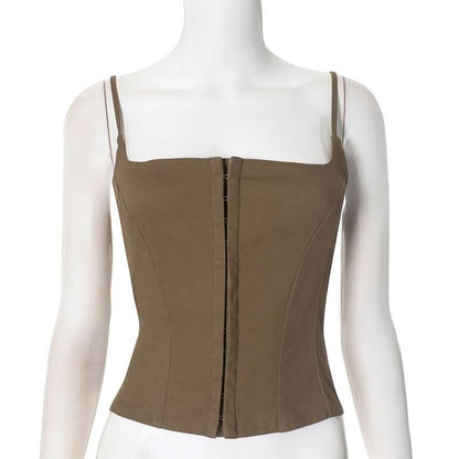 Square neck button cami top