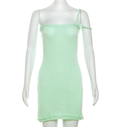 Backless knitted solid tube mini dress