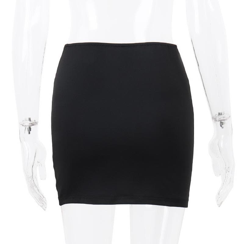 Bowknot lace hem ribbon A line contrast mini skirt