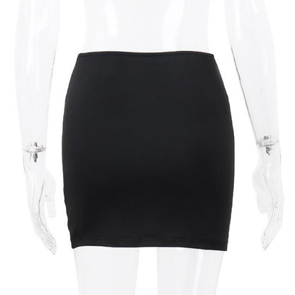 Bowknot lace hem ribbon A line contrast mini skirt