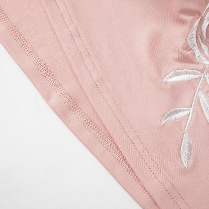 Rose embroidery self tie tube maxi dress