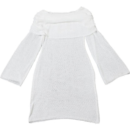 Long sleeve off shoulder knitted mini dress