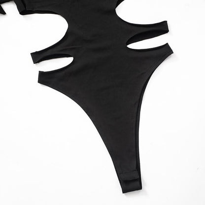 High neck long sleeve hollow out pant set