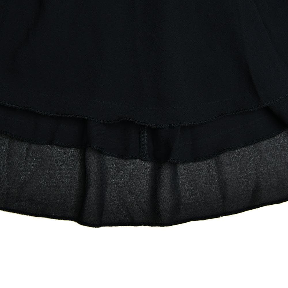 Spread Collar Deep V Ruched Waist Ruffled Cuff Mini Dress