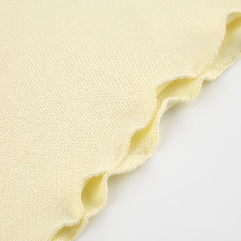 Flower applique lace hem ruffle cami top