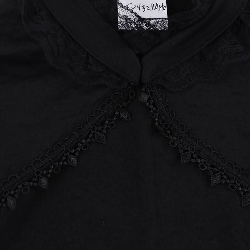 Puff sleeve lace hem button shrug top