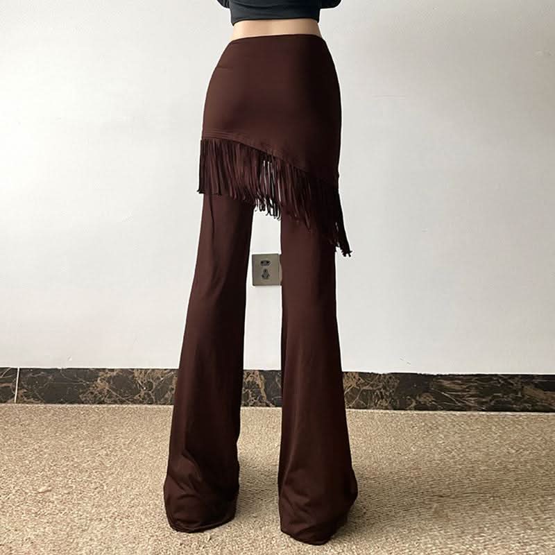 Rivet tassels patchwork low rise pant