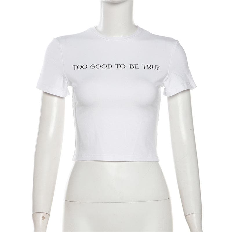 Short sleeve letter print solid top