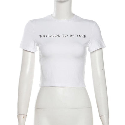 Short sleeve letter print solid top
