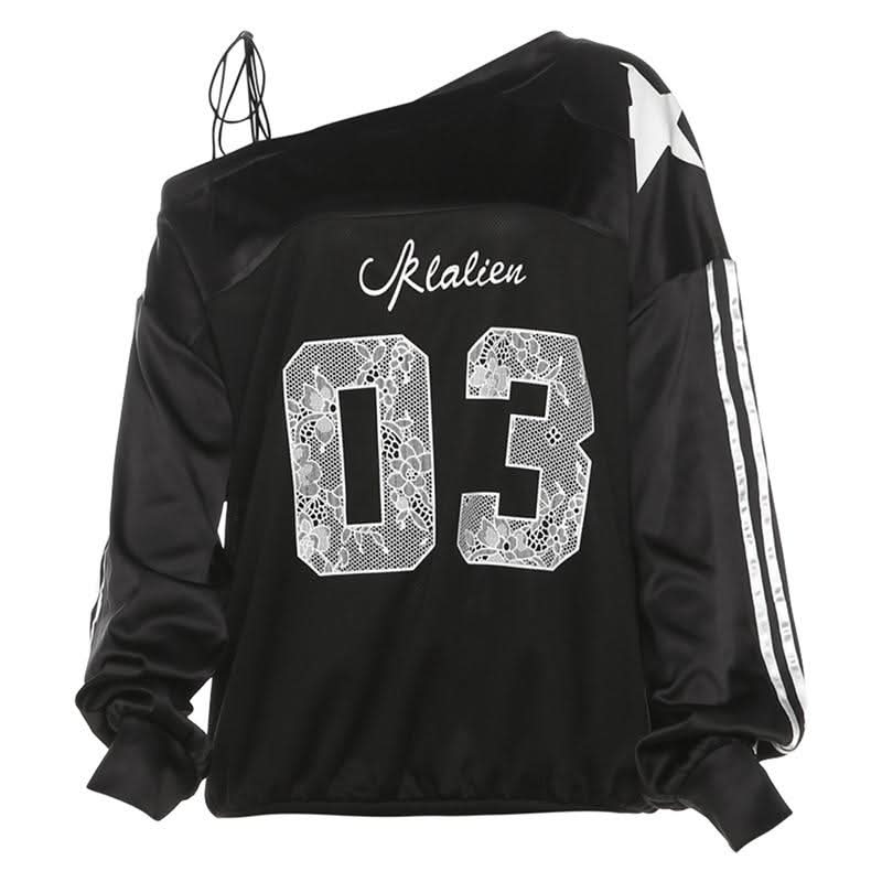 Irregular long sleeve self tie print contrast top