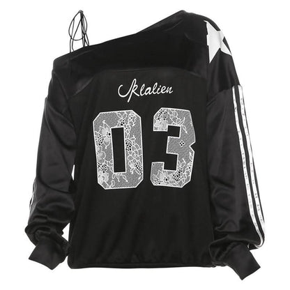 Irregular long sleeve self tie print contrast top