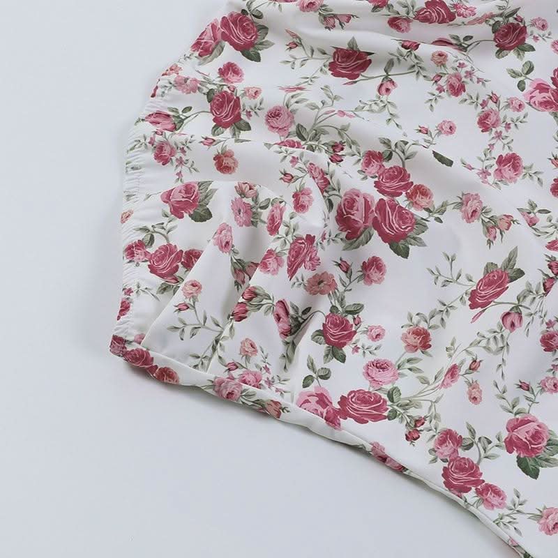 Flower print backless tube mini dress