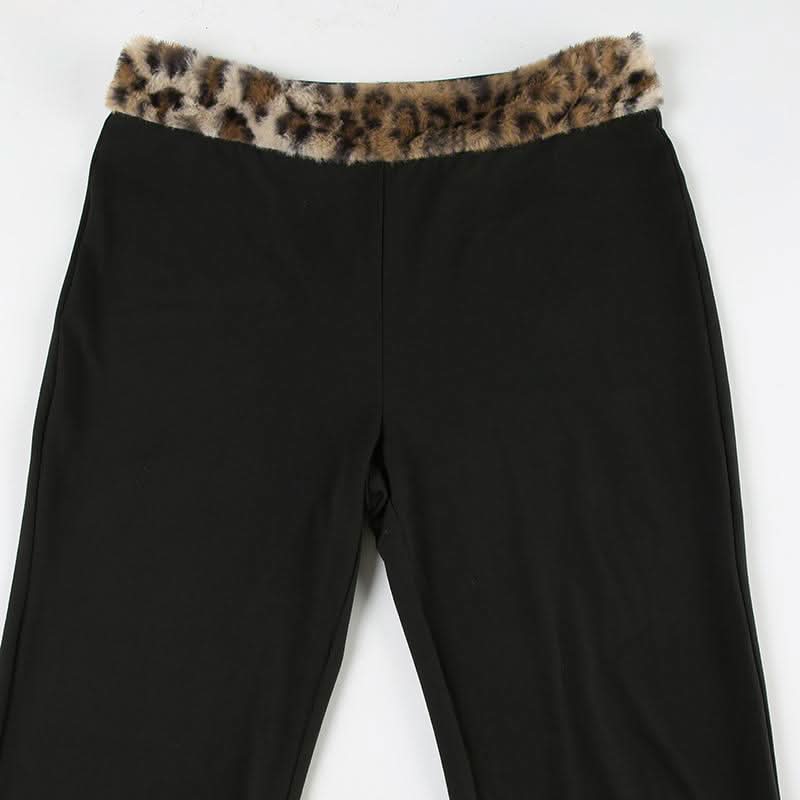 Leopard print fluffy low rise pant