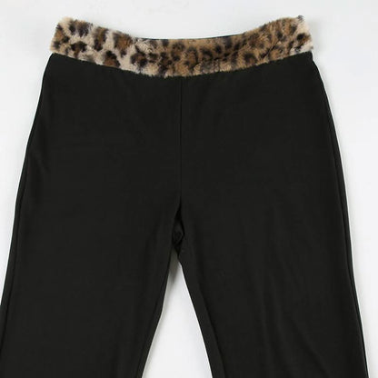 Leopard print fluffy low rise pant