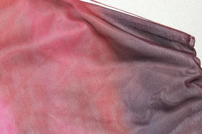 One shoulder sheer mesh print irregular ruffle maxi dress