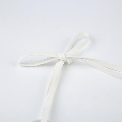 Halter bustier bowknot ruched stitch cami top