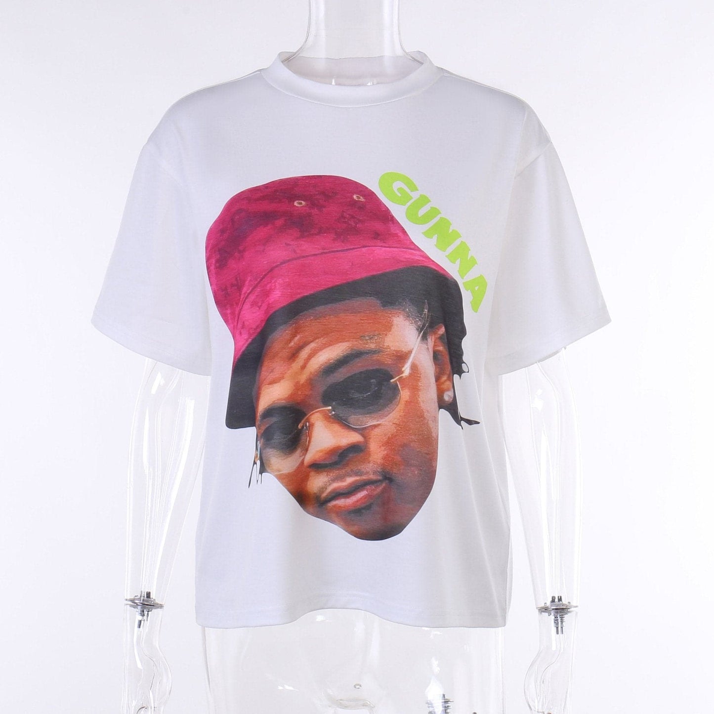 Graphic print short sleeve contrast crewneck top