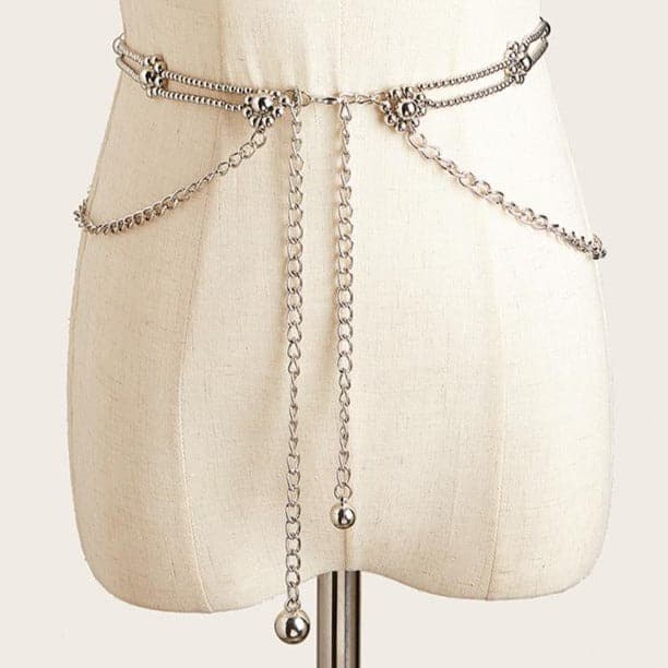 Flower beaded waist chain