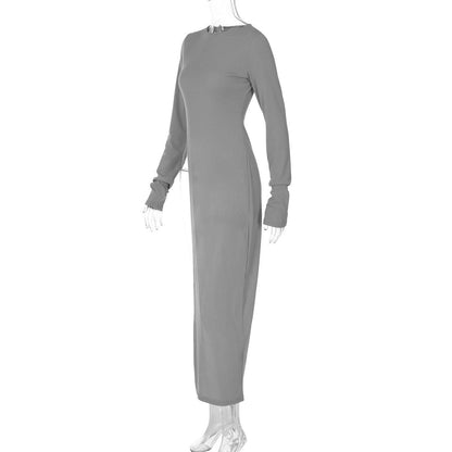 Long sleeve crewneck solid slit top