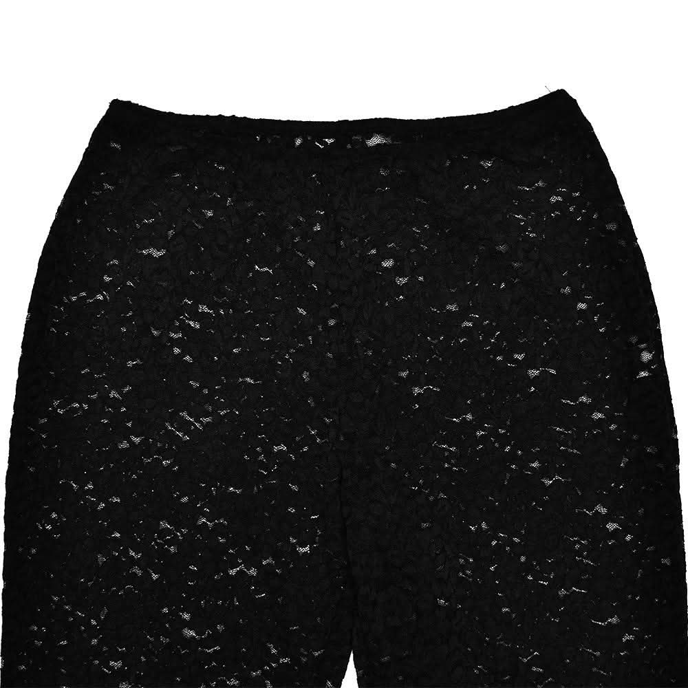 Crewneck lace sleeveless solid medium rise pant set