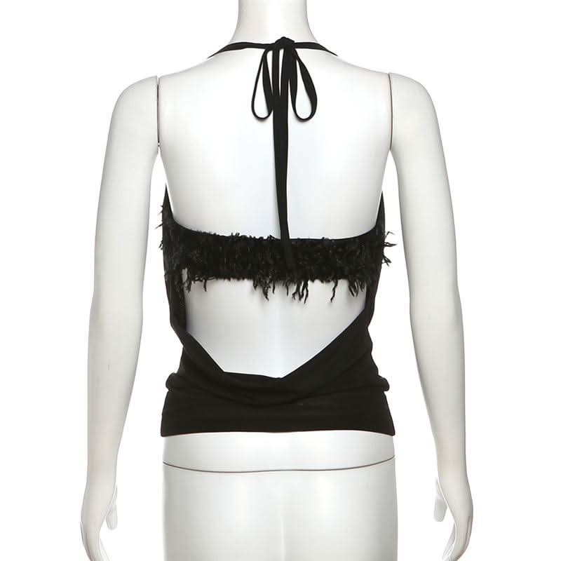 Halter glitter mesh 2 piece top