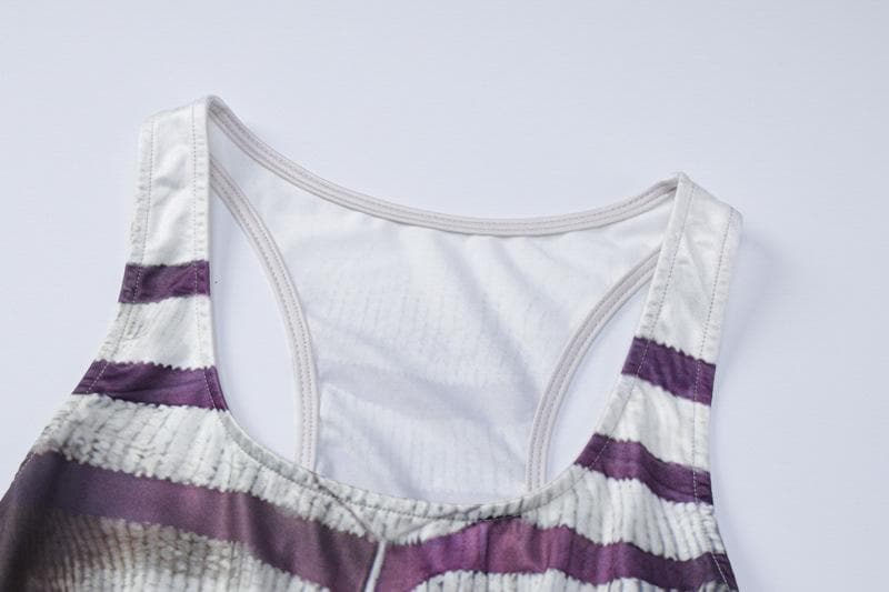 Contrast print sleeveless u neck maxi dress