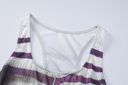 Contrast print sleeveless u neck maxi dress