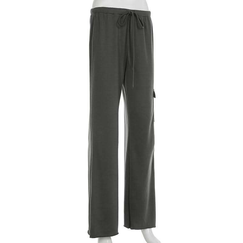 Pocket self tie low rise straight leg pant