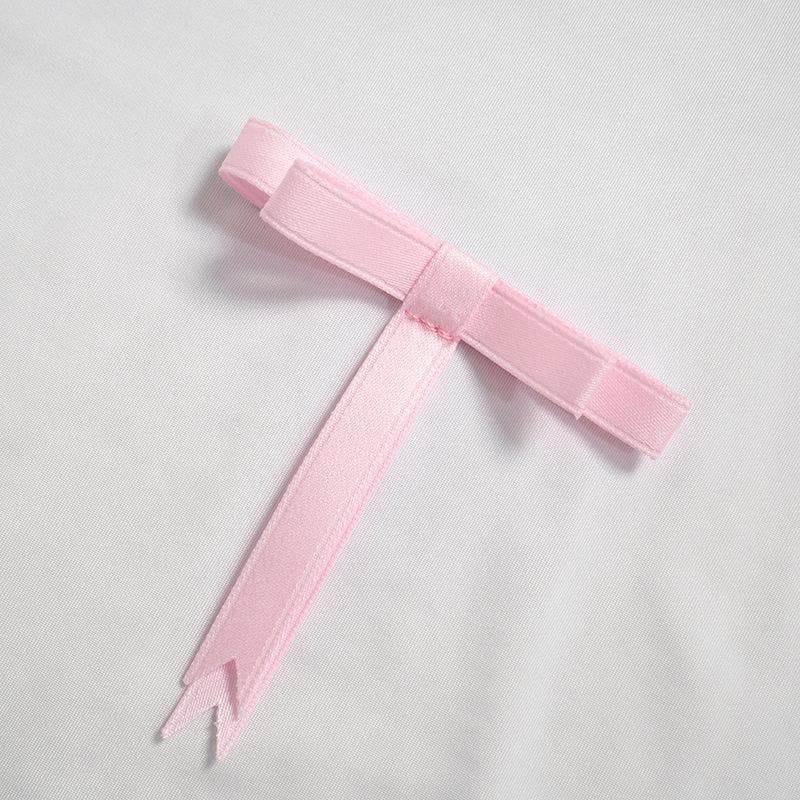 Bowknot contrast high neck long sleeve ruffle top